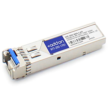 AddOn Cisco SFP-10G-BXD-I Compatible TAA Compliant 10GBase-BX SFP+ Transceiver (SMF, 1330nmTx/1270nmRx, 10km, LC, DOM)