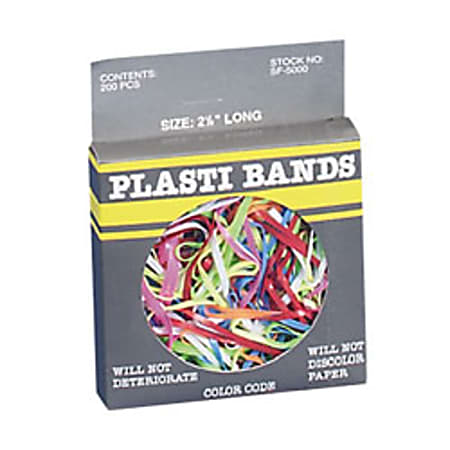 Baumgartens® Plastibands, 2 1/4", Assorted Colors, Pack Of 200