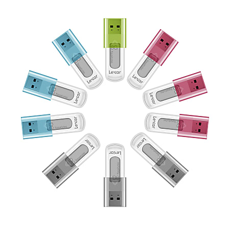 Lexar® JumpDrive® S50 USB 2.0 Flash Drives, 8GB, Assorted Colors, Pack Of 10 Flash Drives