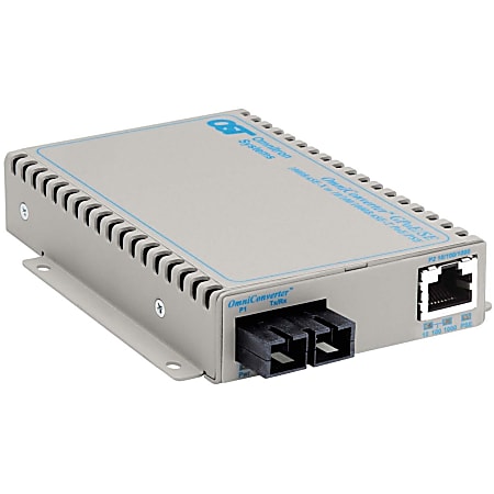 Omnitron OmniConverter SE 10/100/1000 PoE Gigabit Ethernet Fiber Media Converter Switch RJ45 SC Single-Mode 12km - 1 x 10/100/1000BASE-T; 1 x 1000BASE-LX; US AC Powered; Lifetime Warranty