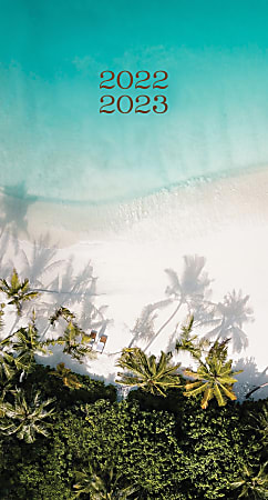 Willow Creek Press 2-Year Monthly Checkbook/Calendar, 3-1/2" x 6-1/2", Tropical Beach, January 2022 To December 2023