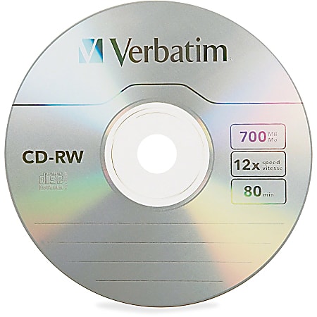 Verbatim CD-RW 700MB 4X-12X High Speed Discs With Branded Surface, Spindle  Of 25