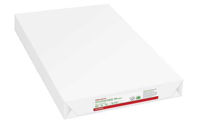 Office Depot® EnviroCopy® Copy Paper, White, Ledger (11" x 17"), 500 Sheets Per Ream, 20 Lb, 92 Brightness, 30% Recycled, FSC® Certified, 651117ODEA