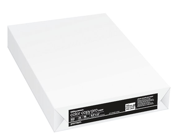 Office Depot® Color Copy Paper, 1 Ream, White, Letter (8.5" x 11"), 500 Sheets Per Ream, 28 Lb 98 Brightness