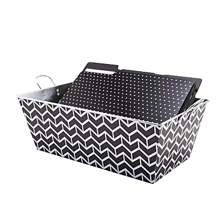 See Jane Work® Tin Storage Tub, Medium Size, Black/White Weave
