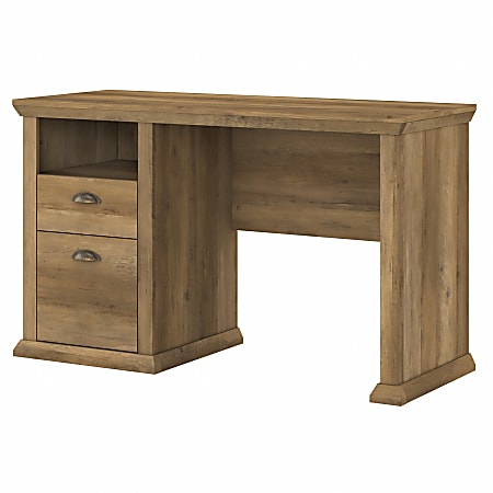 Bush Furniture Yorktown 50"W Home Office Desk With Storage, Reclaimed Pine, Standard Delivery