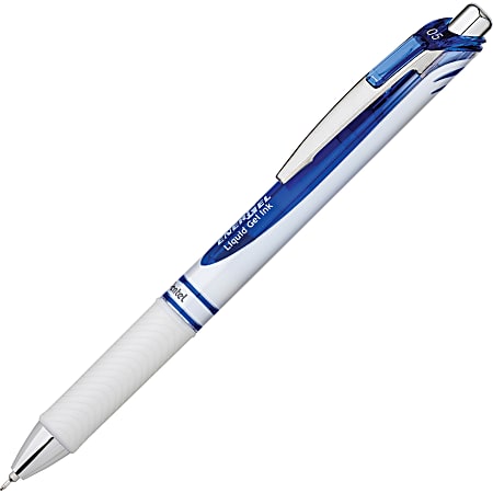 Pentel EnerGel Pearl Retractable Liquid Gel Pen - Fine Pen Point - 0.5 mm Pen Point Size - Needle Pen Point Style - Refillable - Retractable - Blue Gel-based Ink - Pearl White Stainless Steel Barrel - 1 Each