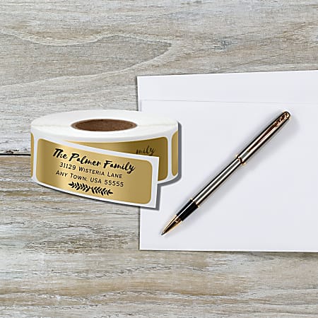 Gold Personalized Calligraphy Roll Labels Set of 200 