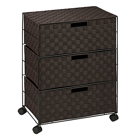 Honey-Can-Do 3-Drawer Wheeled Chest, Espresso