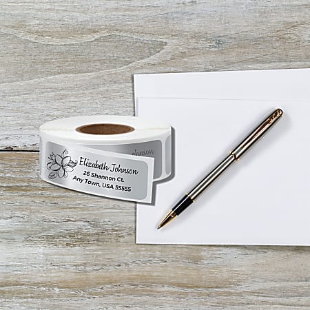Personalized Custom Printed Return Roll Address Labels Silver ...