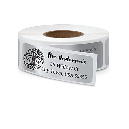 Personalized Custom Printed Return Roll Address Labels Silver ...