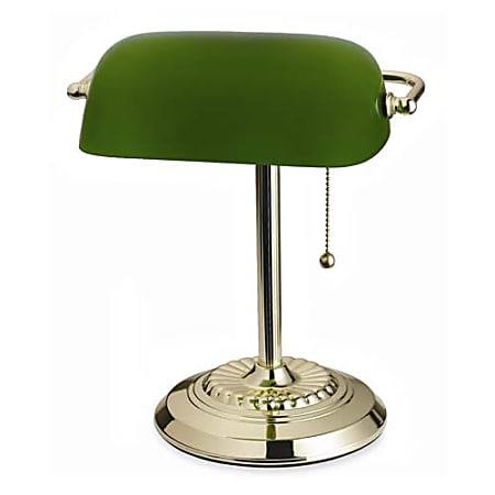 Banker's Desk Lamp, Green/Brass