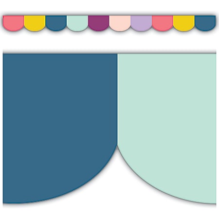 Teacher Created Resources Die-Cut Border Trim Strips, Scalloped, 2-3/4" x 35", Oh Happy Day, Pack Of 12