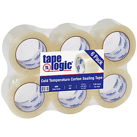 Tape Logic® #6651 Cold Temperature Tape, 3" Core, 3" x 110 Yd., Clear, Case Of 6
