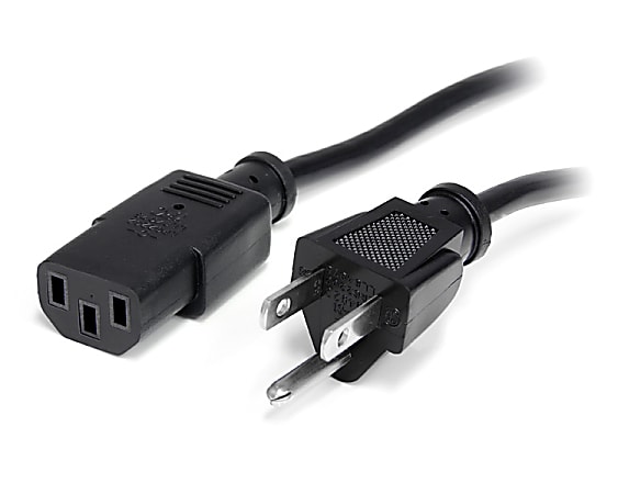 StarTech.com 12ft (3.6m) Computer Power Cord, NEMA 5-15P to C13, 10A 125V 18AWG, Black Replacement AC PC Power Cord TV/Monitor Power Cable