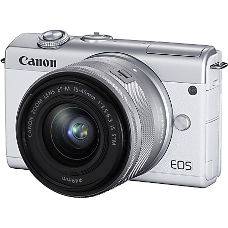 Canon EOS M200 24.1 Megapixel Mirrorless Camera with Lens - 0.59" - 1.77" - White - Autofocus - 3" Touchscreen LCD - 3x Optical Zoom - Optical (IS) - 6000 x 4000 Image - 3840 x 2160 Video - HD Movie Mode - Wireless LAN