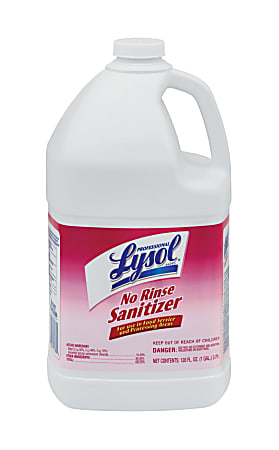 Lysol Professional Concentrated No-Rinse Sanitizer, 1 Gallon, Case Of 4 Bottles