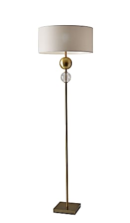 Adesso® Chloe Floor Lamp, 69"H, Off-White Shade/Antique Brass Base