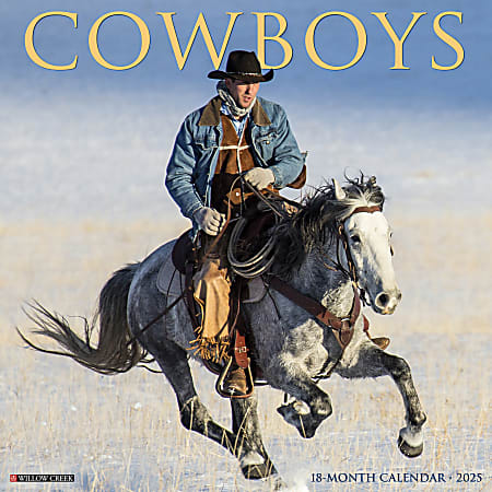 2025 Willow Creek Press Monthly Wall Calendar, 12" x 12", Cowboys, January To December 2025