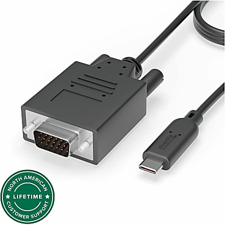 Plugable USB C to VGA Cable - Connect Your USB-C or Thunderbolt 3 Laptop to VGA Displays up to 1920x1080@60Hz - Plugable USB C to VGA Cable