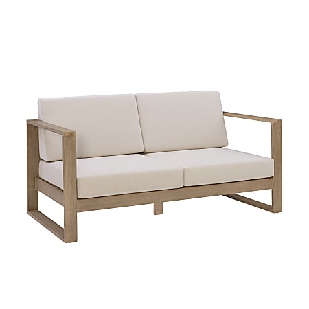 Linon Boleyn Outdoor 2-Seater Sofa, 33”H x 62-7/8”W x 30-1/4”D, Beige/Natural