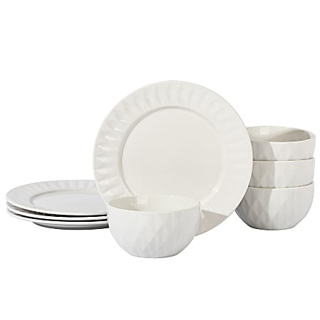 Gibson Home Fine Ceramic 8-Piece Dinnerware Set, White