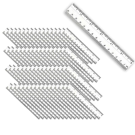 Charles Leonard Plastic Rulers, Inches/Metric, 1&rdquo; x 6&rdquo;, Clear, Pack Of 48 Rulers