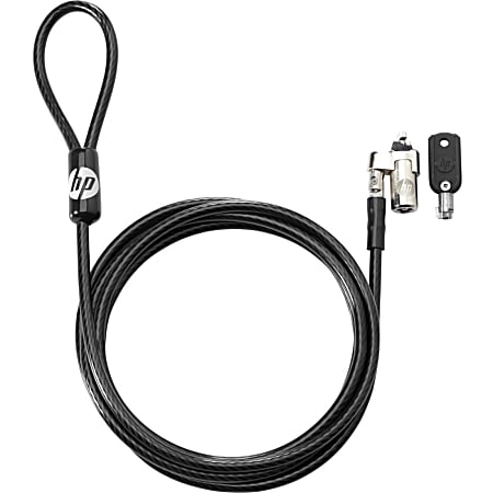 HP Keyed Cable Lock 10mm - Keyed Lock - Vinyl, Galvanized Steel - 6 ft - For Notebook, Docking Station, Projector, Desktop Computer, Printer