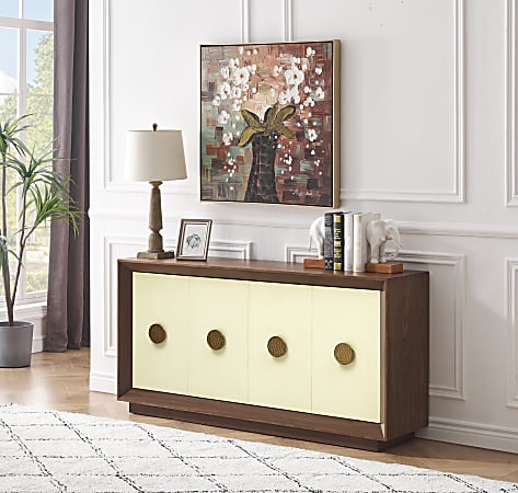 Coast to Coast Shelburne 63"W Transitional Credenza With 4 Doors, Brown
