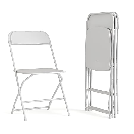 Flash Furniture Hercules Big And Tall Commercial Folding Chairs, White, Set Of 4 Chairs