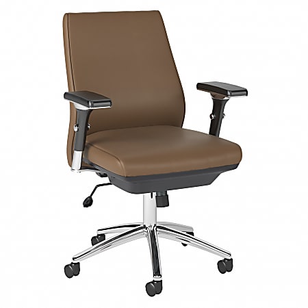 Bush® Business Furniture Metropolis Mid-Back Leather Executive Office Chair, Saddle, Standard Delivery