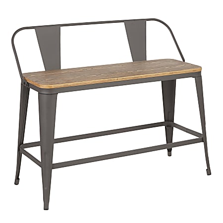 LumiSource Oregon Counter Bench, Gray/Espresso