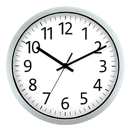 Realspace™ Round Wall Clock, 12", Spray Silver