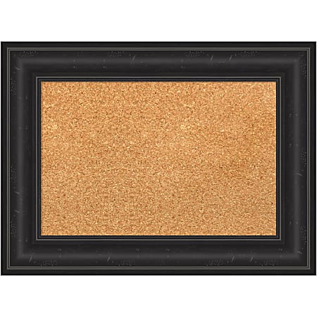 Amanti Art Cork Bulletin Board, 23" x 17", Natural, Shipwreck Black Polystyrene Frame