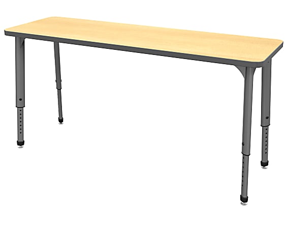 Marco Group Apex™ Series Adjustable Rectangle Student Desk, 20" x 60", Fusion Maple/Gray