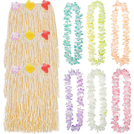 Amscan Adult Luau Hula Skirt Accessory Kit For 6 Guests, Set Of 12 Pieces