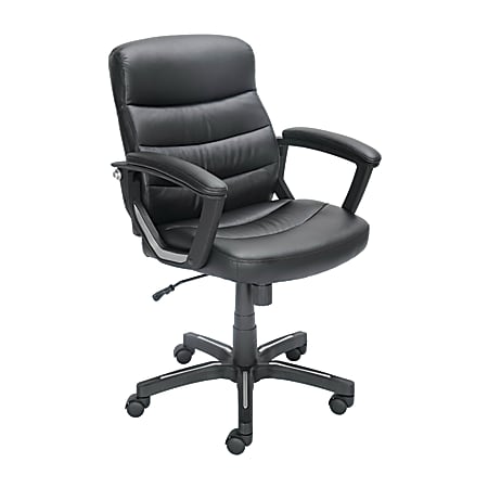 Just Simple Puresoft Mid-Back Chair, 38 1/2"H x 24 3/4"W x 26 1/4"D, Black