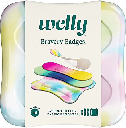 Welly Bravery Badges, Assorted Sizes, Assorted Colors, Pack Of 48 Bandages