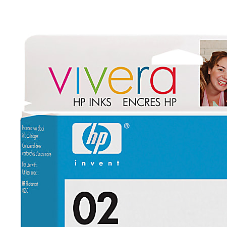 HP 02, Black Ink Cartridges With Vivera Ink (C9500BN), Pack Of 2