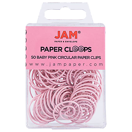 JAM Paper® Papercloops® Paper Clips, Pack Of 50, Baby Pink