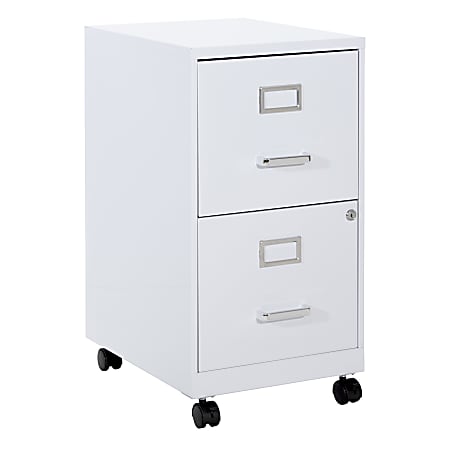 Office Star™ 20"D Vertical 2-Drawer Mobile Locking File Cabinet, White