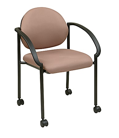 Office Star™ Work Smart Fabric Stack Chair With Casters & Arms, Icon Taupe
