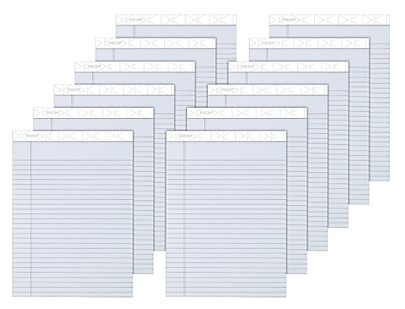 TOPS™ Prism+™ Color Writing Pads, 8 1/2" x 11 3/4", Legal Ruled, 50 Sheets, Gray, Pack Of 12 Pads