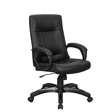 Elama Faux Leather High-Back Adjustable Office Chair, Black