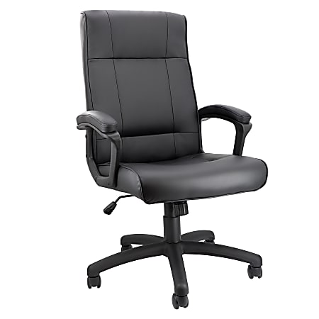 Elama Faux Leather High-Back Adjustable Office Chair, Black