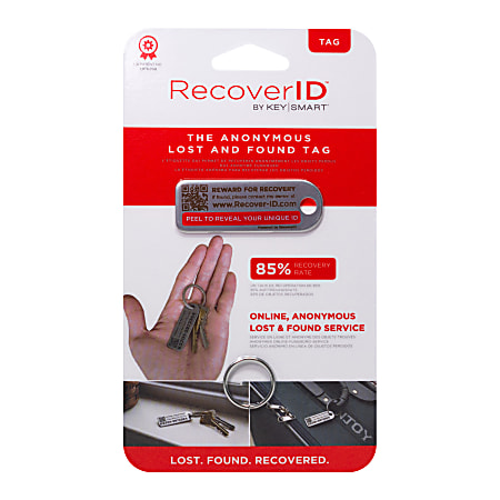 KeySmart RecoverID Lost & Found Recovery Tags, Silver, Set Of 6 Tags
