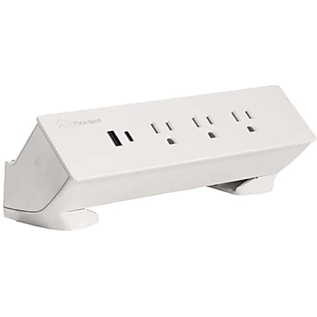 FlexiSpot PS015W 3-Outlet Desktop Power Strip, 2"H x 8.6"W x 2"D, White