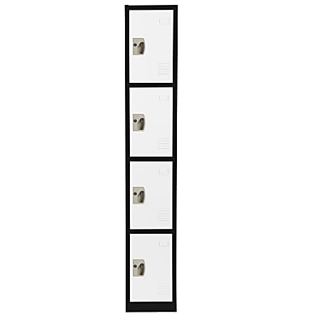 Alpine AdirOffice 4-Tier Steel Locker, 72"H x 12"W x 12"D, Black/White