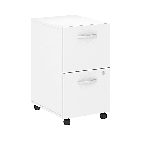 Bush Business Furniture Studio C 20-1/4"D Vertical 2-Drawer Mobile File Cabinet, White, Standard Delivery