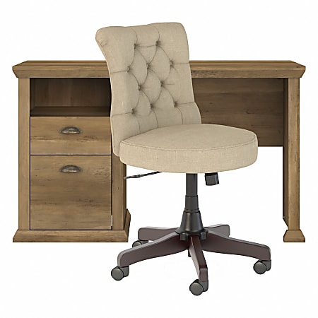 Bush Furniture Yorktown 50"W Home Office Desk And Chair Set, Reclaimed Pine, Standard Delivery